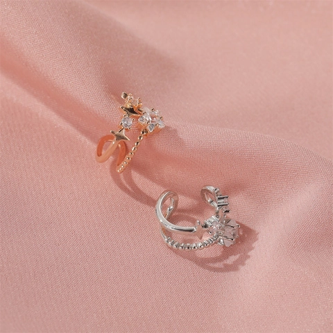 Polsino Per Orecchio A Stella A Doppio Strato Senza Perforazione Orecchini In Rame Zircone Gioielli Geometrici Di Tendenza Per Donna