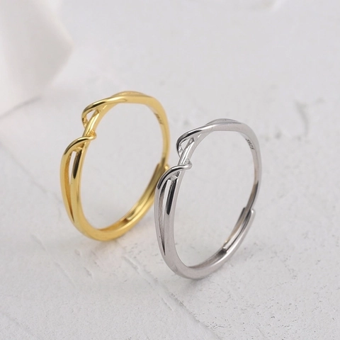 S925 Sterlingsilber Gedreht Gewunden Offener Ring Für Damen Minimalistisch Verstellbar Koreanischer Stil Geometrischer Seil Ring