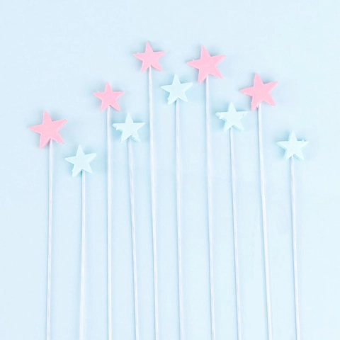 Star Heart Shape Cake Toppers EVA Foam Aluminum Wire Birthday Party Wedding Dessert Decoration Accessories Colorful Creative