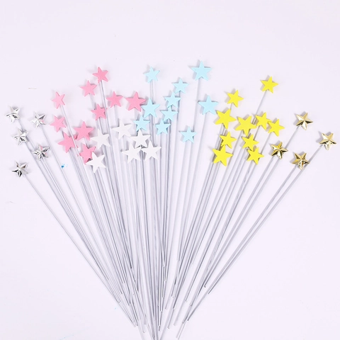 Star Heart Shape Cake Toppers EVA Foam Aluminum Wire Birthday Party Wedding Dessert Decoration Accessories Colorful Creative