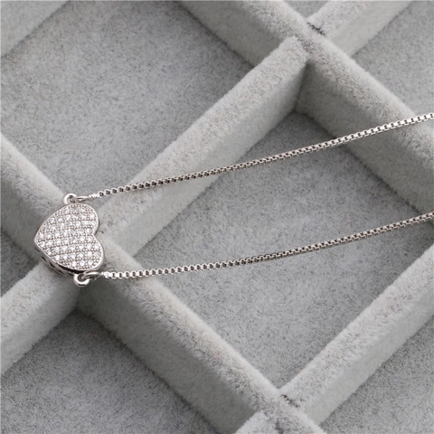 Hart Hanger Ketting Koper Kleurrijke Zirkonia Hartslag Micro Pave Box Ketting Mode Sieraden Voor Vrouwen