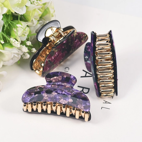 Pinza Para El Cabello Grande De Acrílico Estilo Francés Patrón De Mármol Floral Pinza De Tiburón Para Mujer Accesorios Vintage