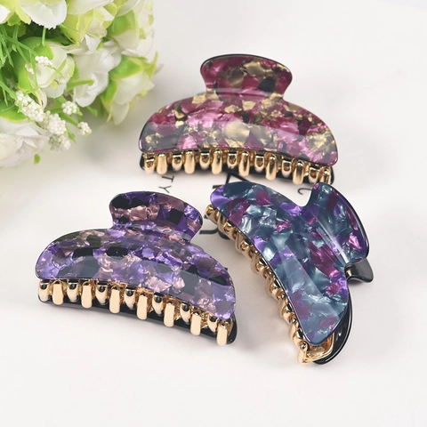 Pinza Para El Cabello Grande De Acrílico Estilo Francés Patrón De Mármol Floral Pinza De Tiburón Para Mujer Accesorios Vintage