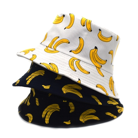 Cappello Da Pescatore Cotone Stampa Frutta Banana Protezione Solare Estate Viaggio Traspirante Unisex