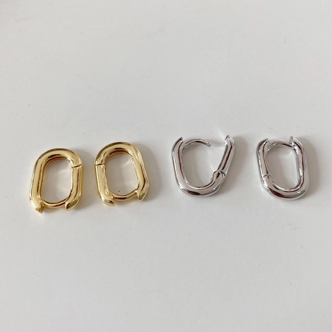 Orecchini A Cerchio A Forma Di U In Argento Sterling 925 Minimalista Geometrico Ovale Placcato Oro Per Donna