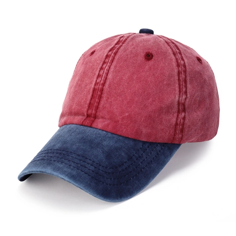 Gorra De Béisbol Vintage De Algodón Lavado Color Block Distressed Ajustable Sombrero De Sol Exterior Unisex Transpirable Deporte