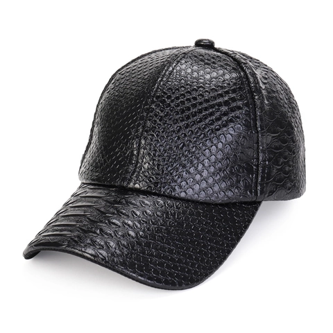 Casquette De Baseball Cuir PU Motif Crocodile Gaufré Imperméable Protection Solaire Mode Extérieur Unisexe