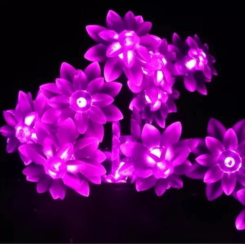 Solar Powered LED String Lights Lotus Flower Shape Outdoor Waterproof Decorative Lamp For Garden Patio Christmas