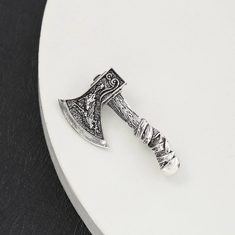 Broche de Hacha Vikinga Vintage Aleación Aceite de Goteo Talla de Dragón Alfiler para Mujeres Hombres Joyería de Moda Accesorios