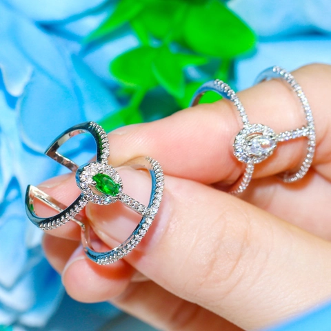 Luxurious Copper Zirconia Marquise Open Ring For Women Adjustable Water Drop Design Elegant Trendy Fashion Finger Jewelry