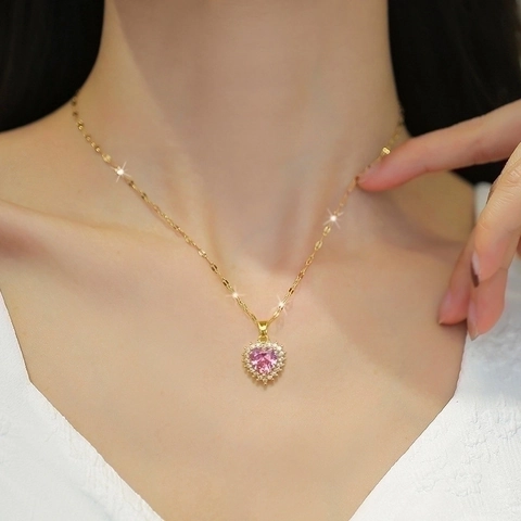 Collana E Orecchini Con Pendente A Cuore Rosa Placcati In Oro Con Perno In Argento Gioielli Di Moda Eleganti Per Donna