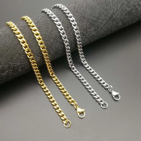 Collar De Cadena Cuban Link Acero De Titanio Chapado En Oro Al Vacío Largo Estilo Hip Hop Streetwear Joyería Hombre Mujer