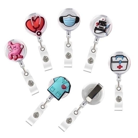 Retractable Badge Reel Holder Silicone Medical Nursing Theme Id Card Clip For Doctors Nurses Office Hospital Work Stationery