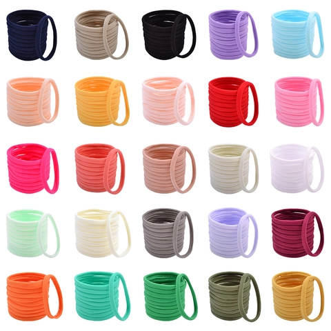 Seamless Elastic Hair Ties Nylon High Stretch Ponytail Holders Candy Color Hair Bands For Girls Women Daily Use
