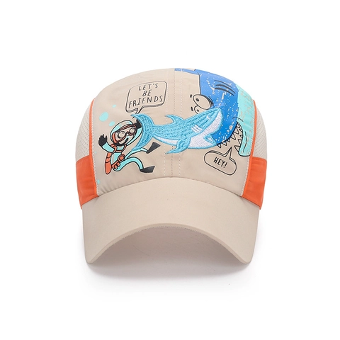 Cappello Da Baseball In Rete Per Bambini Asciugatura Rapida Protezione Solare Squalo Cartone Animato Regolabile
