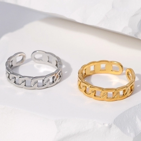 Anello A Catena In Acciaio Inossidabile Regolabile Aperto Minimalista Geometrico Gioiello Da Dito Donna Uomo