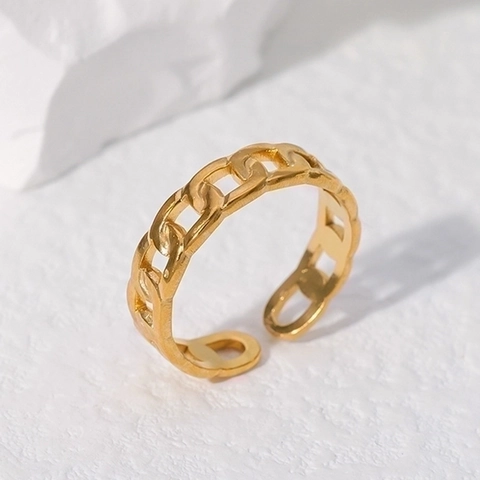 Anello A Catena In Acciaio Inossidabile Regolabile Aperto Minimalista Geometrico Gioiello Da Dito Donna Uomo