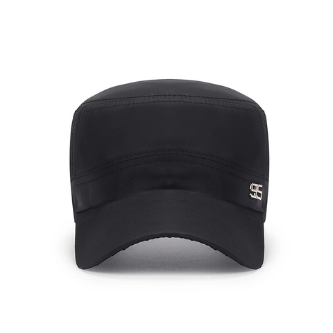Berretto Cadet In Mesh Traspirante Asciugatura Rapida Poliestere Cappello Piatto Protezione Solare Regolabile Logo Metallico Stile Militare