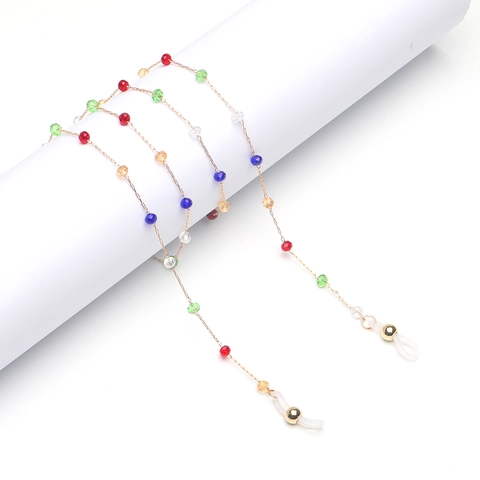 Catena Per Occhiali In Perline Di Vetro Colorate Fatta A Mano Metallo Oro Cordino Antiscivolo Per Donne