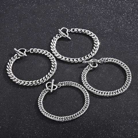 Bracciale A Catena Cubana In Acciaio Inossidabile Con Chiusura A Cuore Gioielli Di Nicchia Minimalisti Per Uomo E Donna