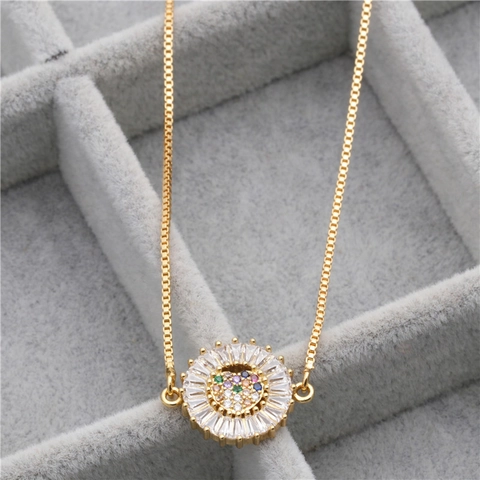 Hart Hanger Ketting Koper Kleurrijke Zirkonia Hartslag Micro Pave Box Ketting Mode Sieraden Voor Vrouwen