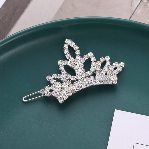Fermaglio Per Capelli Corona Strass Lega Cristallo Scintillante Clip Laterale Elegante Stile Coreano Per Donne Ragazze