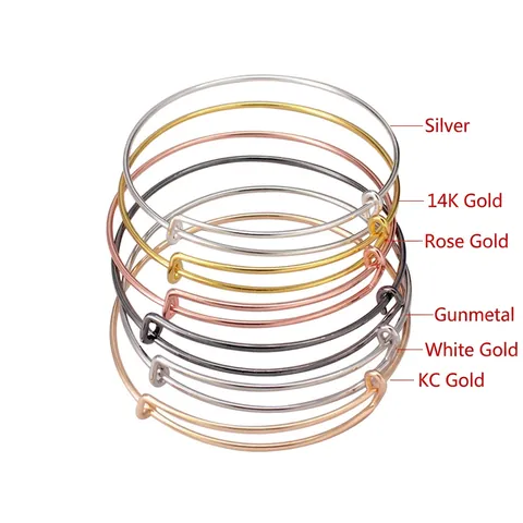 Adjustable Expandable Wire Bangle Minimalist Metal DIY Jewelry Bracelet Fashion Trendy Smooth Finish Charm Base For Women
