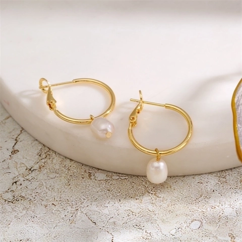 Orecchini A Cerchio Geometrici Eleganti Rame Placcato Oro Con Perla Artificial Sintetica E Zircone Gioielli Moda Donna Accessorio Lusso
