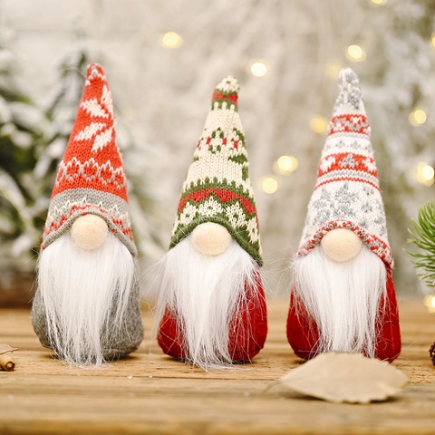 Kerstkabouters Pluche Scandinavische Tomte Gezichtsloze Pop Gebreide Sneeuwvlokmuts Lange Baard Vakantie Decoratie