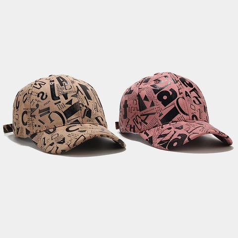 Baseball Cap Newspaper Letter Print Graffiti Adjustable Curved Brim Outdoor Sun Protection Fashion Casual Women Men