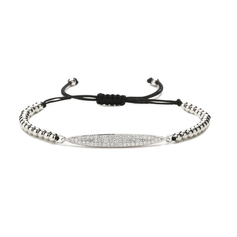 Pulsera de Moda Europea y Americana de Cobre Circonia Cuerda Trenzada Ajustable para Mujer Corazón Cruz Letra MAMA Colgante Joyería