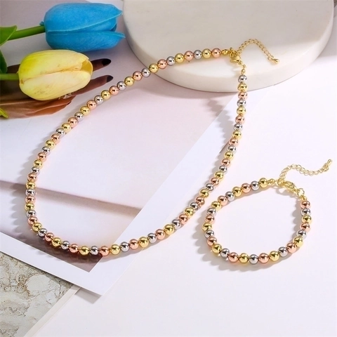 Collana E Bracciale In Rame Perline Perla Artificial Bianca Zircone Catena Di Estensione Regolabile Minimalista Elegante Per Donne