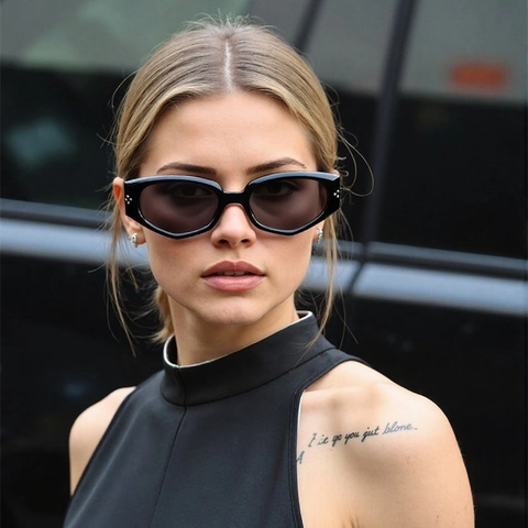 Fashion Cat Eye Sunglasses Women Retro PC Frame UV400 Protection Rhinestone Decoration Temple Trendy Eyewear