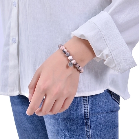Natural Stone Beaded Bracelet With Alloy Compass Charm Graduation Gift Adjustable Braided Rope For Men And Women