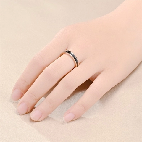 Minimalist Titanium Steel Ring Enamel Drip Fashion Jewelry Luxury Geometric Finger Band For Women Men Couple