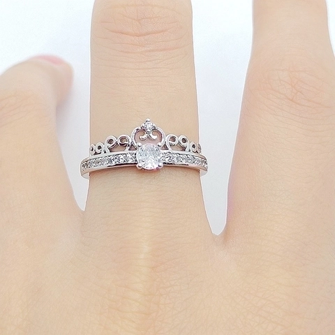 Crown Ring Copper With Zirconia Adjustable Open Finger Jewelry For Women Engagement Proposal Goddess Style