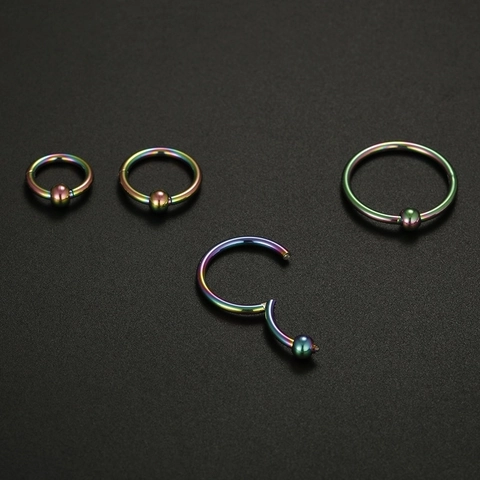 Aro Con Bola Cautiva Acero Inoxidable 316L Aro De Nariz Pendiente Joyería De Piercing Estilo Punk Simple