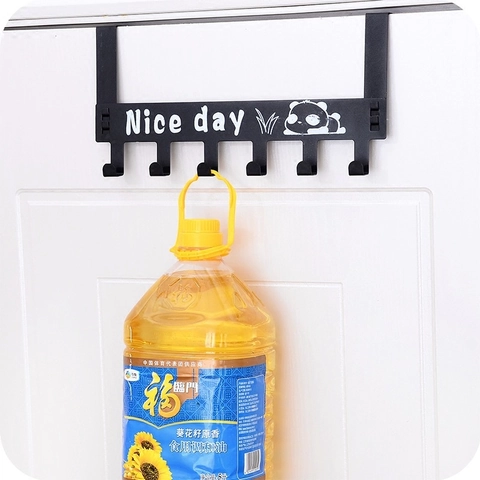Metal Over The Door Hook Rack Multiple Hooks Cartoon Panda Design Nail Free Hanger For Clothes Bags Hats