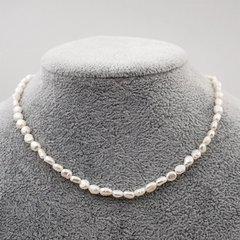 Collana Süßwasserperle Barocche Naturali D'acqua Dolce Con Chiusura Acciaio Al Titanio Girocollo Regolabile Gioielli Eleganti