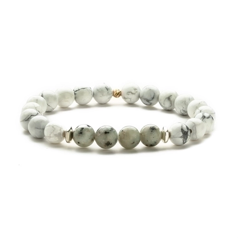 Bracciale Di Perline In Pietra Naturale Con Distanziatori Metallici Gioielli Elastici Fatti A Mano Per Uomini Donne