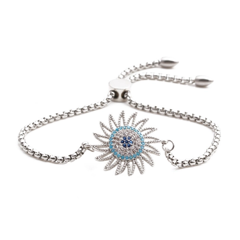 Bracciale Regolabile in Acciaio Inossidabile Con Ciondolo a Girasole Mela Ananas Zirconia Intarsiata Gioielli da Donna