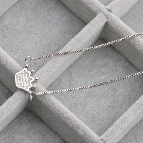 Collana Con Pendente A Corona Con Zirconi Micro Pavé Strass Rame Catena Veneziana Gioielli Eleganti Accessori Regalo Per Donna