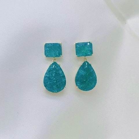 Mode Koper Vergulde Traan Oorbellen Zirconia Ingelegd Ijsbarst Textuur Geometrische Sieraden Met 925 Zilver Stift Voor Vrouwen