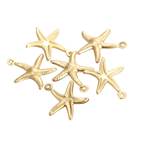 Starfish Charms Pendants Stainless Steel Gold Plated Hollow Textured For DIY Necklace Bracelet Jewelry Making