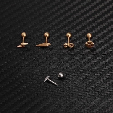 Cartilage Stud Earrings 316L Stainless Steel Helix Piercing Screw Ball Back Lightning Geometric Shape Fashion Jewelry