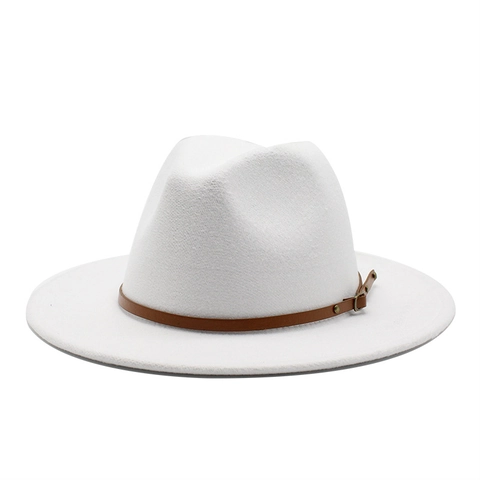Classic Fedora Hat Wool Felt Wide Brim With Leather Belt Buckle Vintage Retro British Style For Men Women Fashion Accessory
