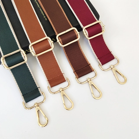 Wide Nylon Webbing Bag Strap Adjustable Replacement Shoulder Strap For Crossbody Handbags Contrast Color Striped Retro Women
