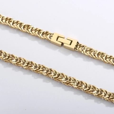 Collana A Catena Intrecciata In Acciaio Inossidabile Maglia Di Grano Densa Hip Hop Punk Gioielli Minimalisti Per Uomo Fibbia Quadrata