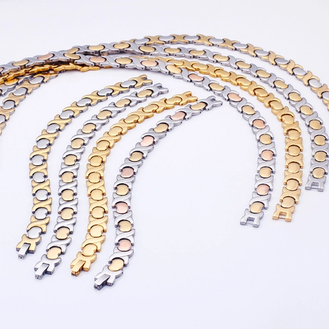 Fashion Stainless Steel Magnetic Necklace And Bracelet Heart XO Link 18K Gold Plated Therapy Jewelry For Women