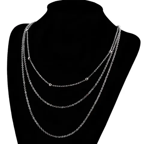 Collier Triple Épaisseur Minimaliste Acier Inoxydable Chaîne Multi Couches Accessoire De Mode Pour Hommes Et Femmes